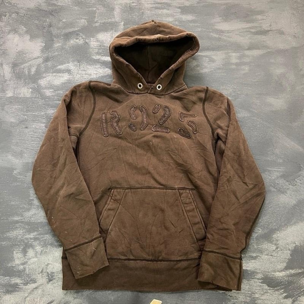 Ruehl 925 Hoodie Mens Medium Brown 2000s Heavyweight Embroidered